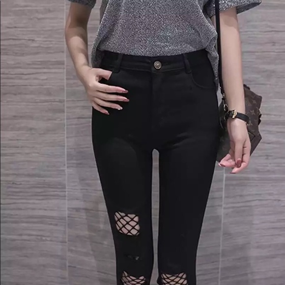 Women Black Skinny / Jeans Trouser Stretch - Picture 7 of 8